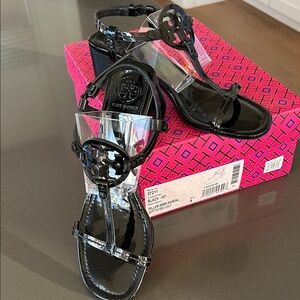 Tory Burch Glossy Black Sandals